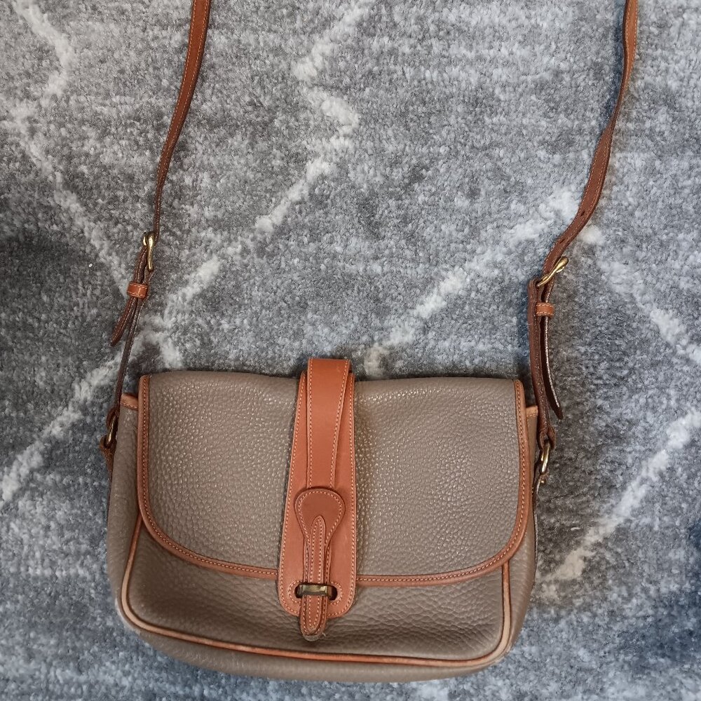 Vintage Taupe chestnut all weather leather dooney bourke crossbody boho bag satc